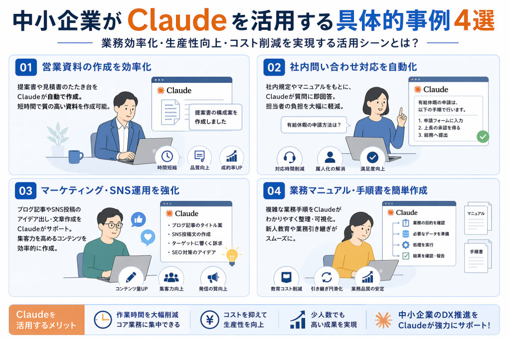 中小企業がClaudeを活用する具体的事例4選