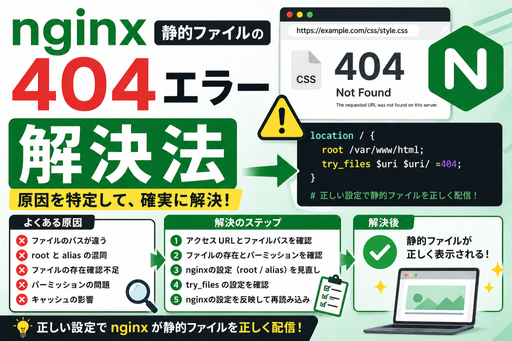 nginx静的ファイルの404エラー解決法