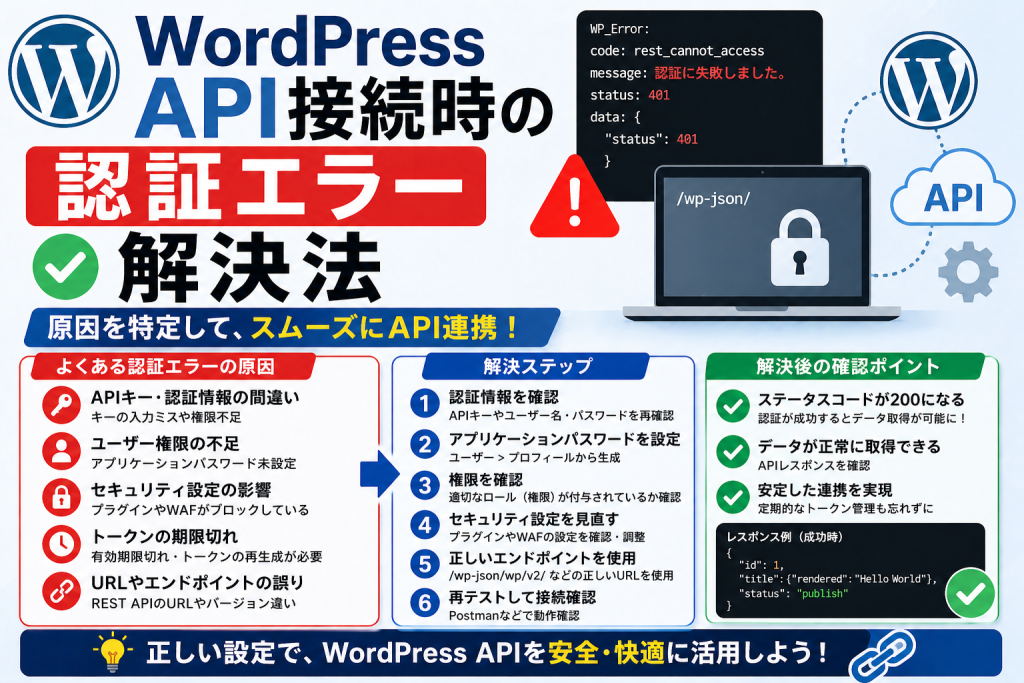 WordPress API接続時の認証エラー解決法