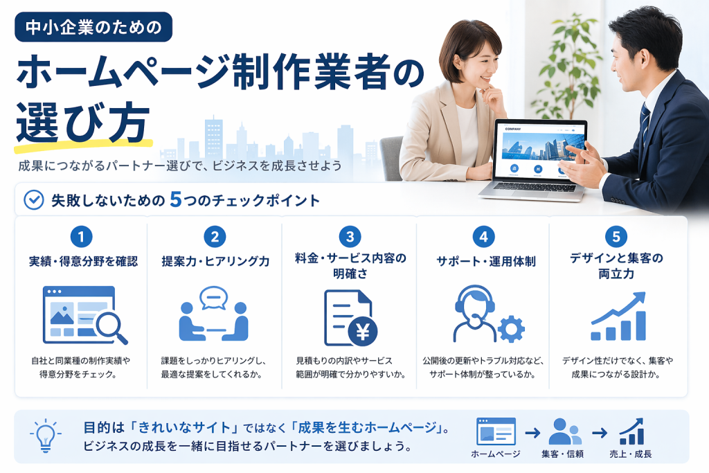 中小企業のためのホームページ制作業者の選び方