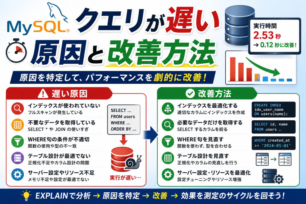 MySQLクエリが遅い原因と改善方法