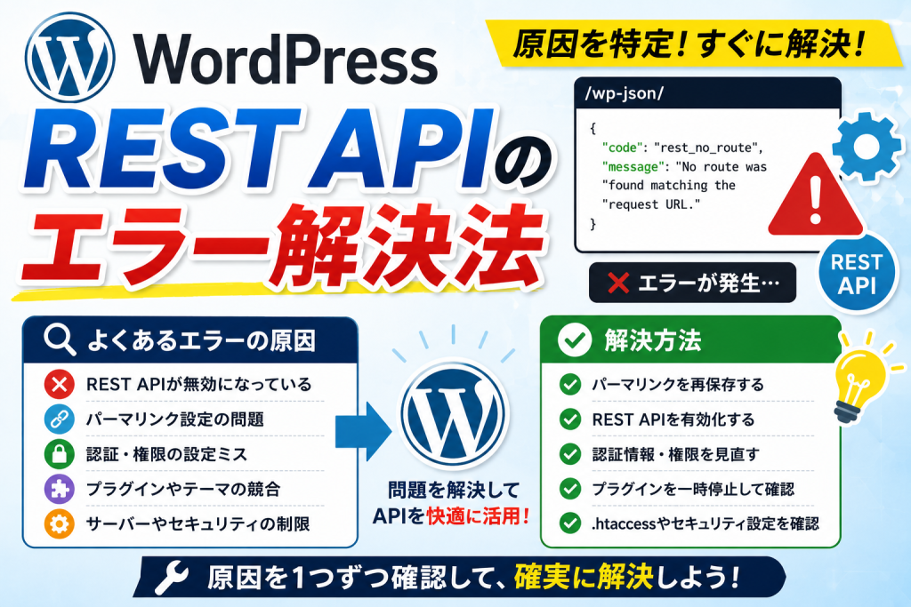 WordPress REST APIのエラー解決法