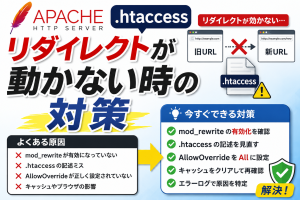 Apacheで.htaccessリダイレクトが動かない時の対策