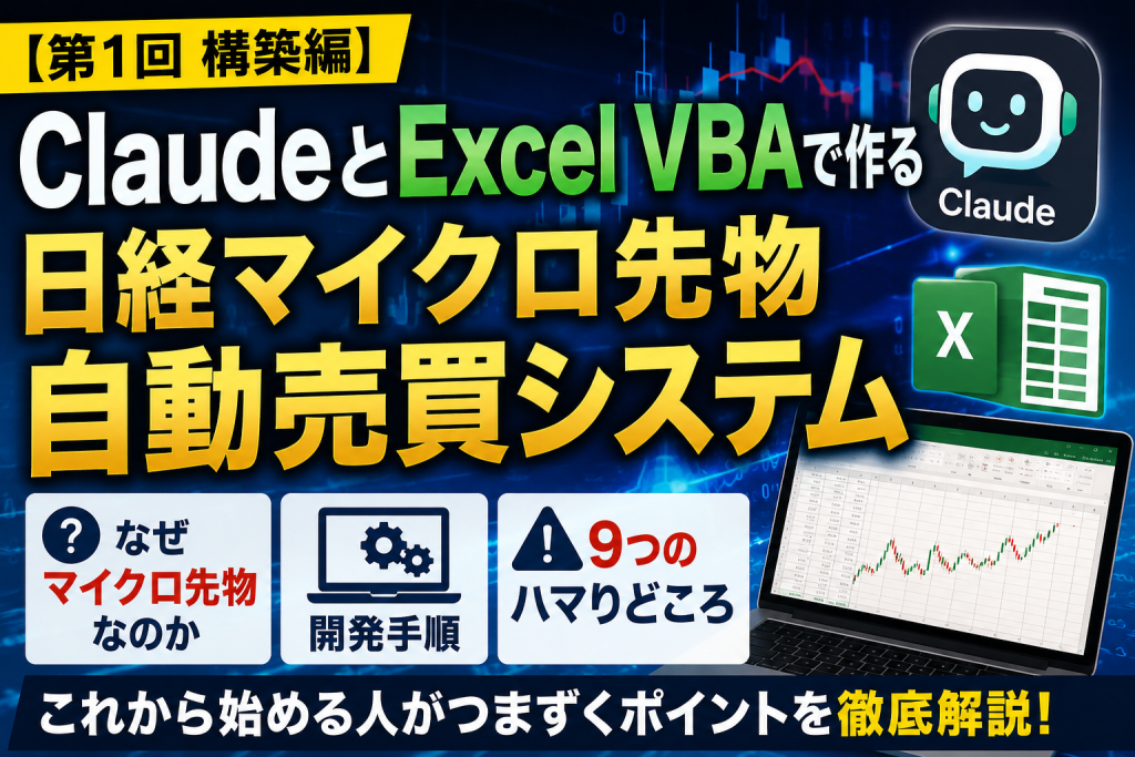 【第1回 構築編】ClaudeとExcel VBAで作る日経マイクロ先物自動売買システム ― なぜマイクロ先物なのか／開発手順／9つのハマりどころ